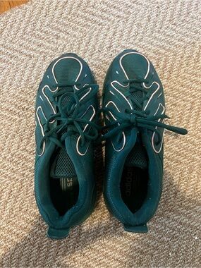 adidas Dark Green Lace-Up Sneakers with Pink Trim